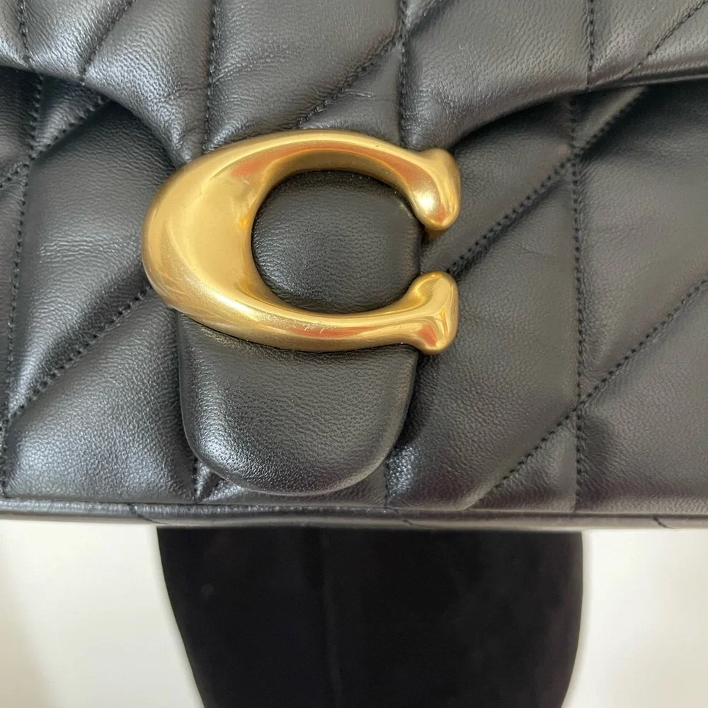 Coach Quilted Tabby 26 Black Leather Shoulder Bag
